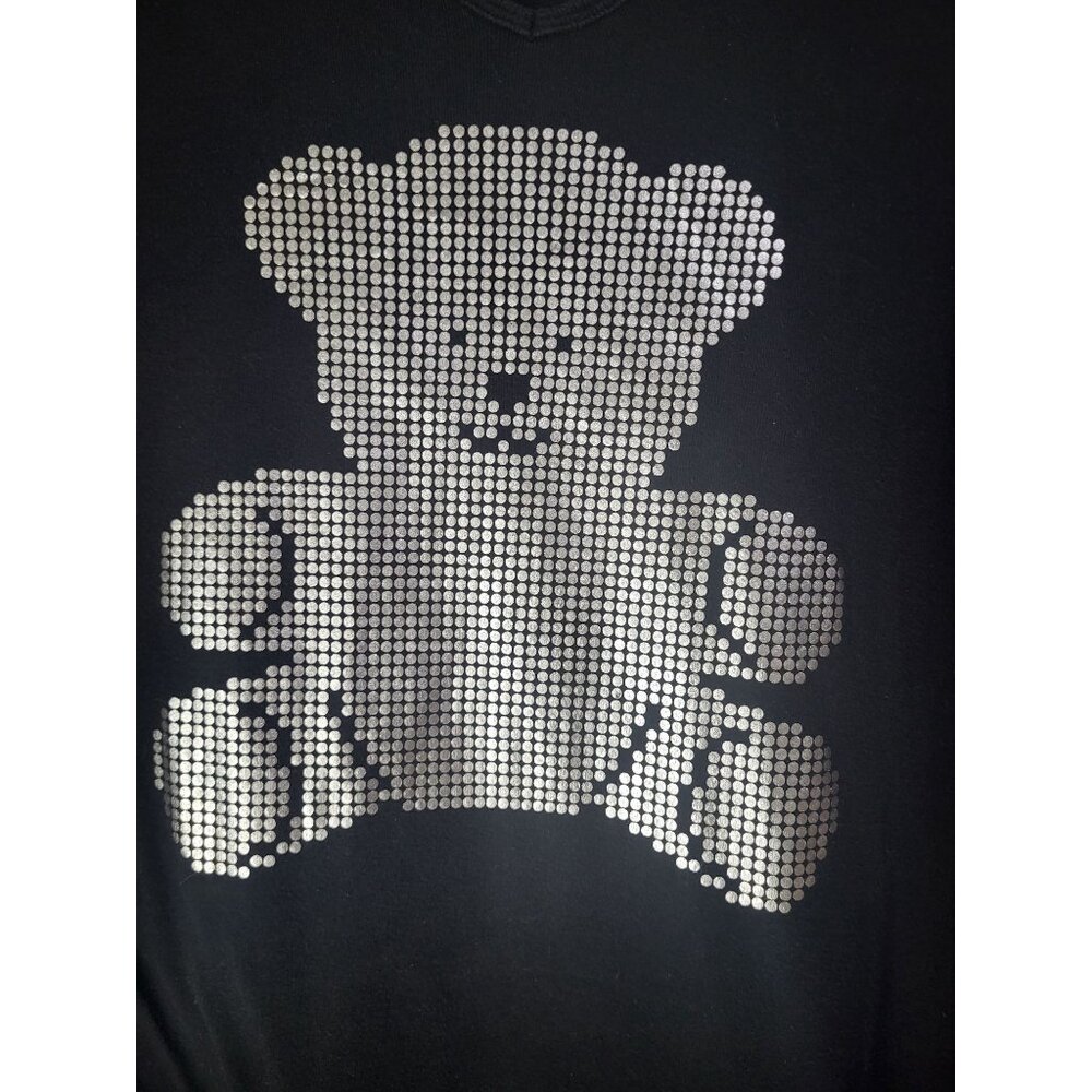 Y2K Victoria’s Secret Black Silver Metallic Teddy Bear Sleep Shirt V Neck SZ M - Picture 9 of 9